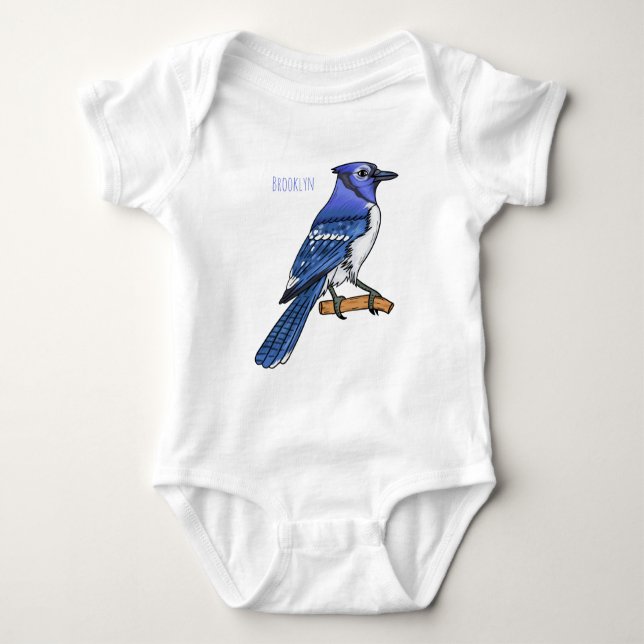 Blue Jay bird Cartoon Baby Strampler (Vorderseite)