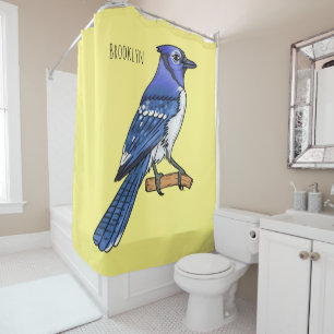 Blue Jay bird Cartoon Duschvorhang