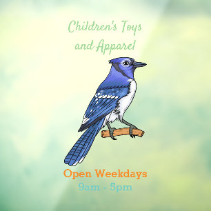 Blue Jay bird Cartoon Fensteraufkleber