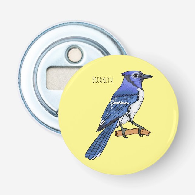 Blue Jay bird Cartoon Flaschenöffner (Vorderseite)