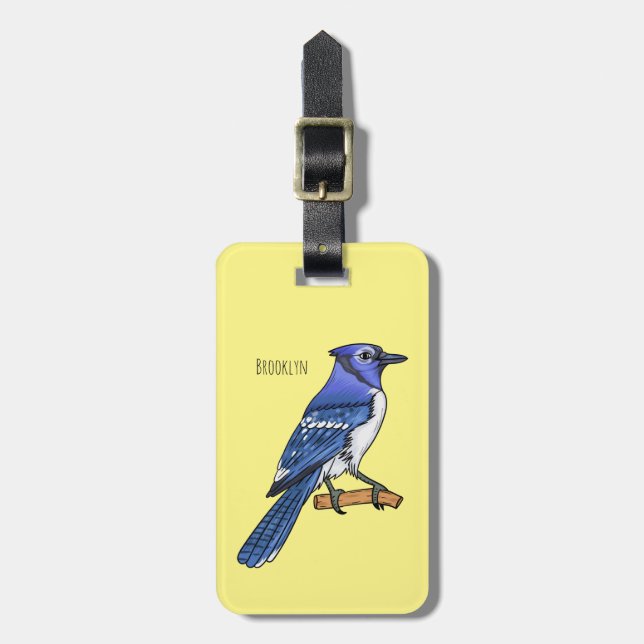 Blue Jay bird Cartoon Gepäckanhänger (Vorderseite vertikal)