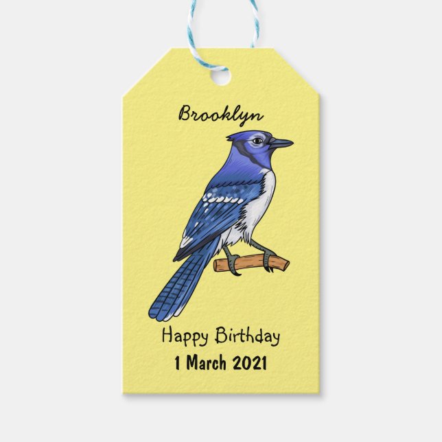 Blue Jay bird Cartoon Geschenkanhänger (Vorderseite)