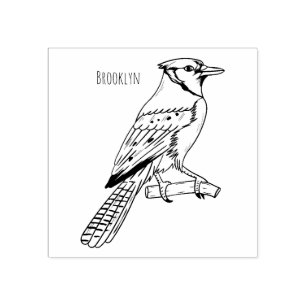 Blue Jay bird Cartoon Gummistempel