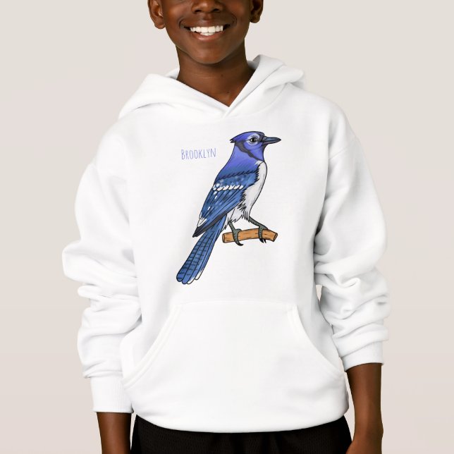 Blue Jay bird Cartoon Hoodie (Vorderseite)