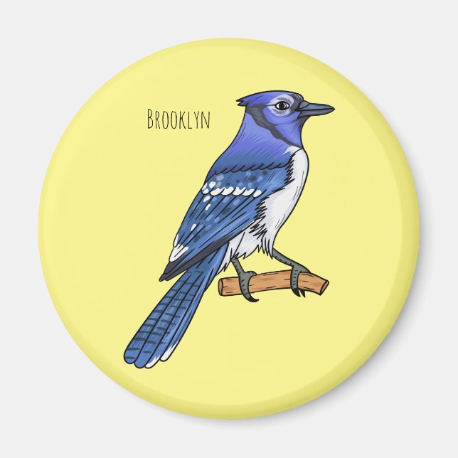 Blue Jay bird Cartoon Magnet (Vorne)