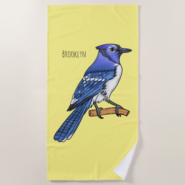 Blue Jay bird Cartoon Strandtuch (Vorderseite)