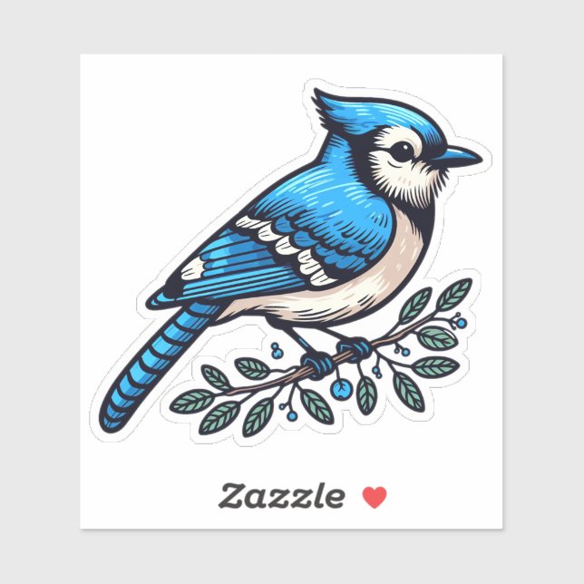Blue Jay bird Custom Cut Vinyl Sticker (Blatt)