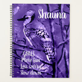 Blue Jay Bird Pink Abstrakte Kunst Personalisiert Planer