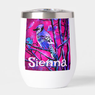 Blue Jay Bird Tree Branch Rosa Personalisiert