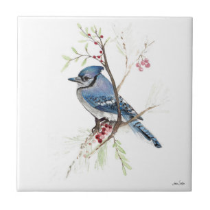 Blue Jay Bird Wasserfarbe Keramik Tile Fliese