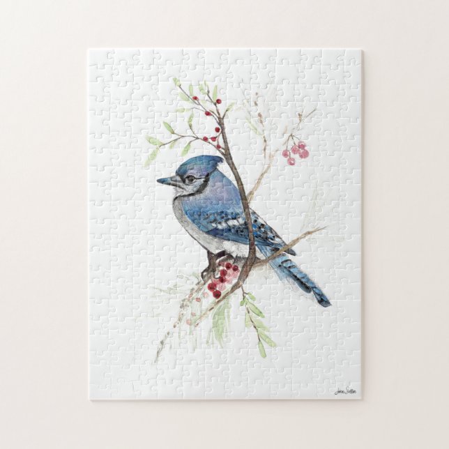 Blue Jay Bird Wasserfarbe Kunst, Dichtung und Musi (Vertikal)