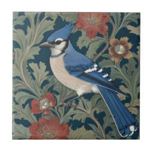 Blue Jay Bird William Morris Stil Verlassen Blue J Fliese