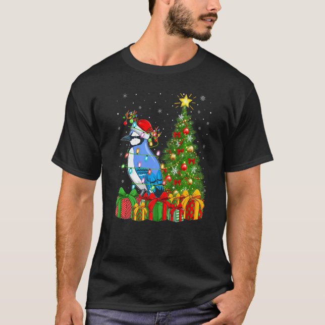 Blue Jay Bird  Xmas Holiday Santa Blue Jay Christm T-Shirt (Vorderseite)