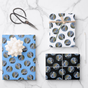 Blue Jay in Winter Snow Painting Original Bird Art Geschenkpapier Set
