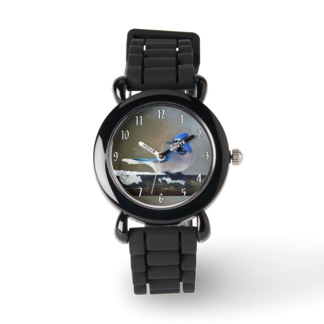 Blue Jay Painting - Original Bird Art Armbanduhr (Vorderseite)