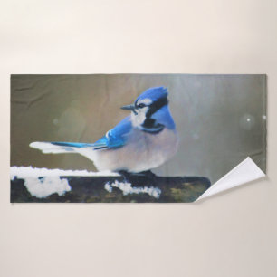 Blue Jay Painting - Original Bird Art Badhandtuch Set