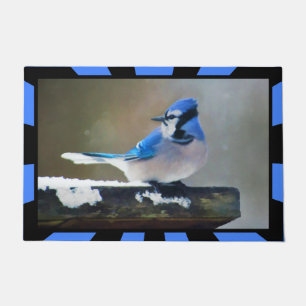 Blue Jay Painting - Original Bird Art Fußmatte