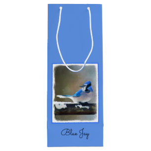 Blue Jay Painting - Original Bird Art Geschenktüte Für Weinflaschen