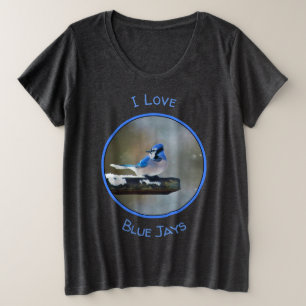 Blue Jay Painting - Original Bird Art Große Größe T-Shirt