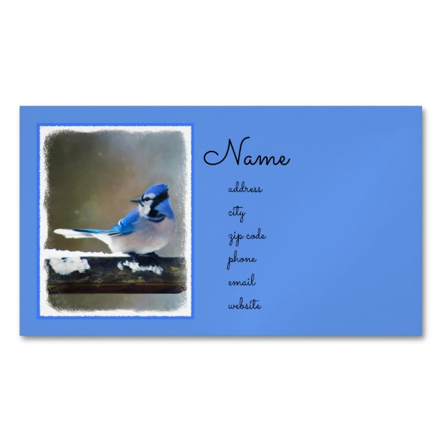 Blue Jay Painting - Original Bird Art Magnetische Visitenkarte (Vorderseite)