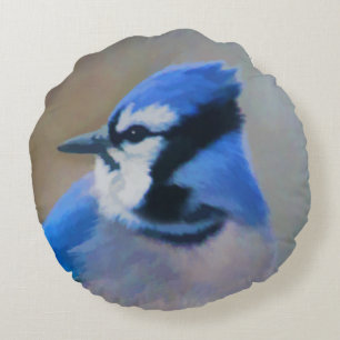Blue Jay Painting - Original Bird Art Rundes Kissen