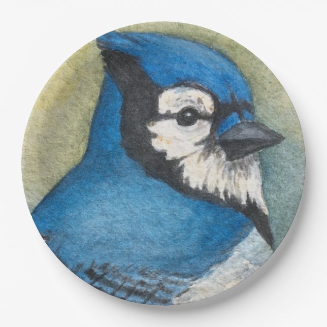 Blue Jay Paper Tellers Watercolor Blue Bird Pappteller (Vorderseite)