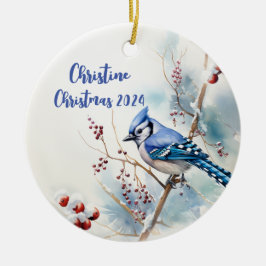 Blue Jay Personalisierte Weihnachtsdekoration Keramik Ornament