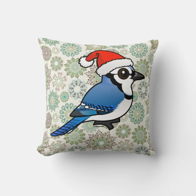Blue Jay Santa Kissen (Vorderseite)