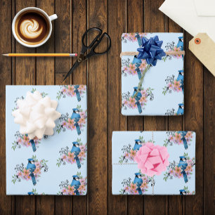 Blue Jay Spring Blumen Geschenkpapier Set