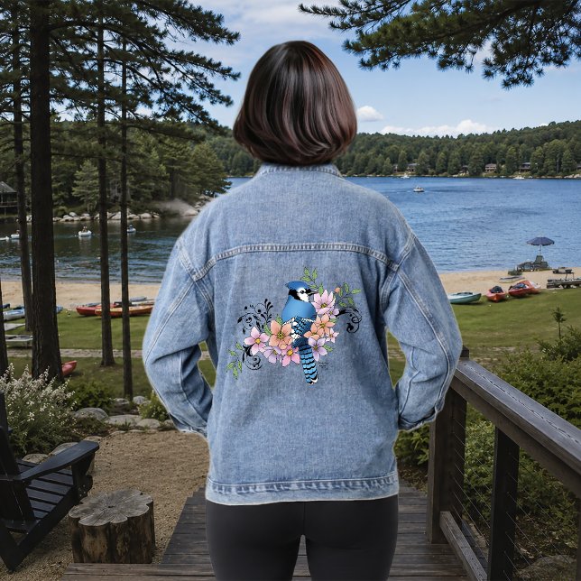 Blue Jay Spring Blumen Jeansjacke (Von Creator hochgeladen)
