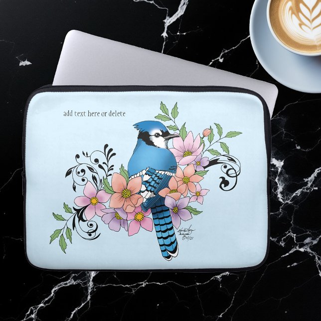 Blue Jay Spring Blumen Laptopschutzhülle (Von Creator hochgeladen)