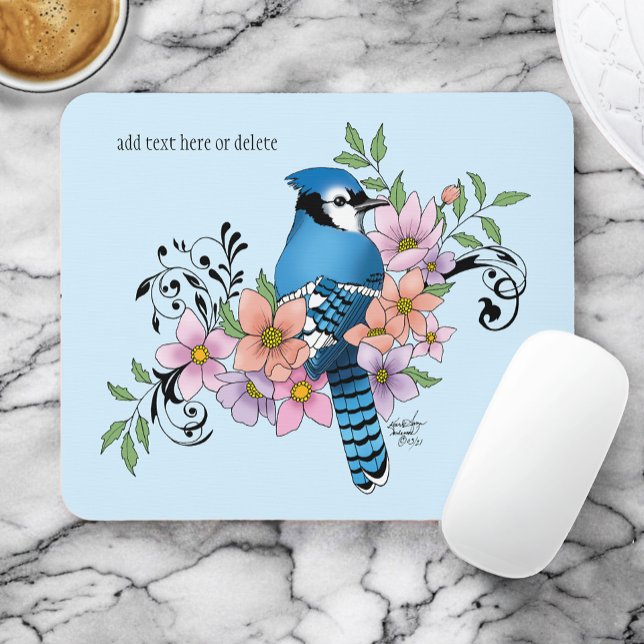 Blue Jay Spring Blumen Mousepad (Von Creator hochgeladen)