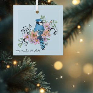 Blue Jay Spring Blumen Ornament Aus Glas