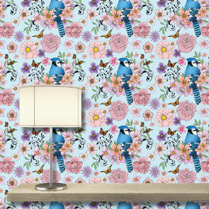 Blue Jay Spring Blumen Tapete