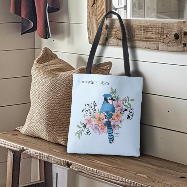 Blue Jay Spring Blumen Tasche (Von Creator hochgeladen)