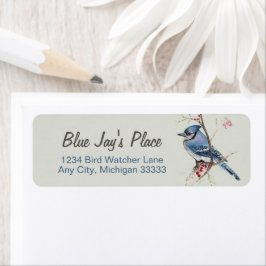 Blue Jay Watercolor Art Return Address Label