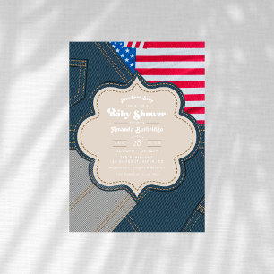 Blue Jean Baby Americana Baby Dusche Einladung