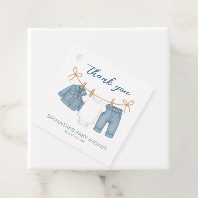 Blue Jean Baby auf dem Weg Baby Dusche Geschenkanhänger (Beispiel)