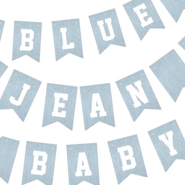 Blue Jean Baby Denim Baby Shower Wimpelkette (blue jean baby boy's baby shower denim)