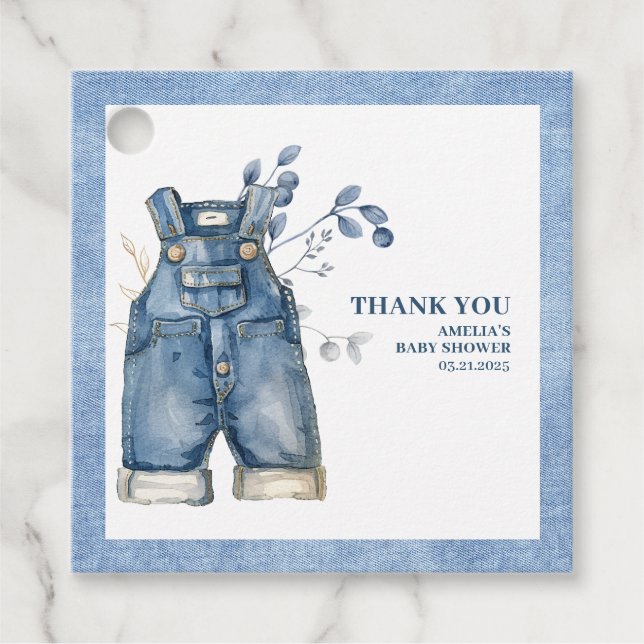 Blue jean baby Denim Country Baby Dusche Geschenkanhänger (Vorderseite)
