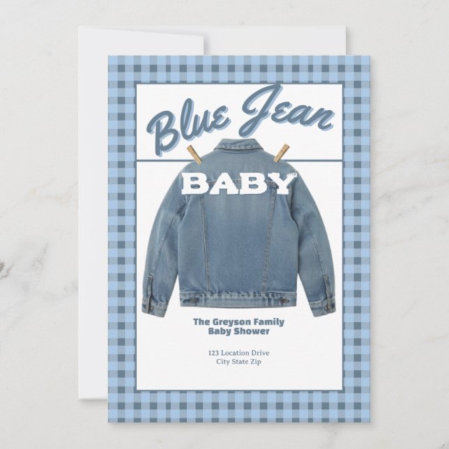 Blue Jean Baby - Denim Shower Custom Invitation (Devant)