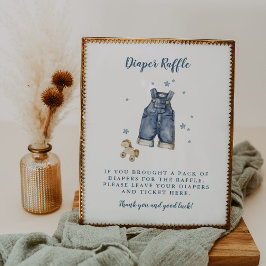 Blue Jean Baby Dusche 8x10 Windeln Raffle Schild
