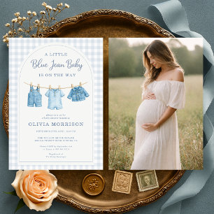 Blue Jean Baby Foto Baby Shower Einladung