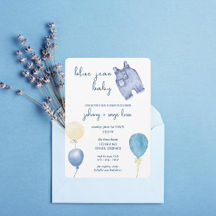 Blue Jean Baby   Moderne Babydusche   Ballons Einladung