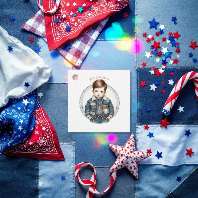 Blue Jean Baby Rustic Denim Baby Shower Geschenkanhänger (Blue Jean Baby Rustic Denim Baby Shower Favor Tags)