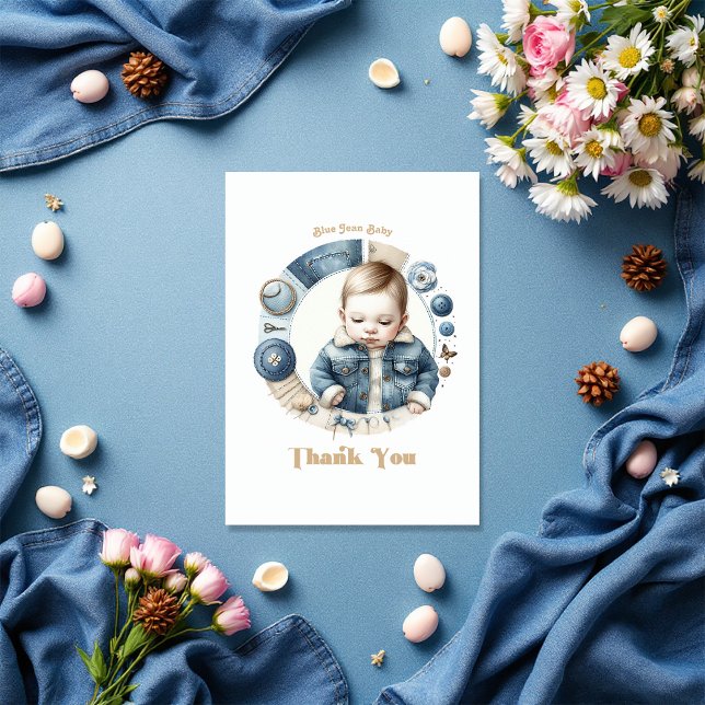 Blue Jean Baby Rustic Denim Dankeskarte (Blue Jean Baby Rustic Denim Thank You Card)