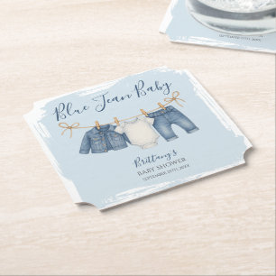 Blue Jean Baby Shower Denim Baby Outfit Untersetzer