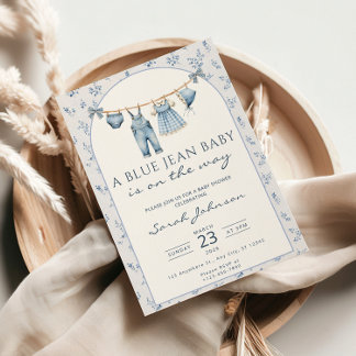 Blue Jean Baby Shower Invitation Cowboy