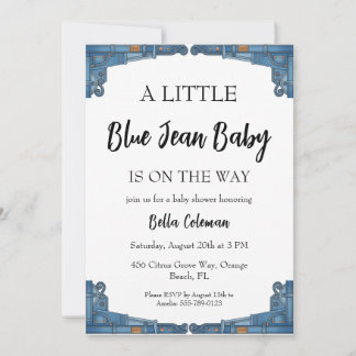 blue jean baby shower invitations