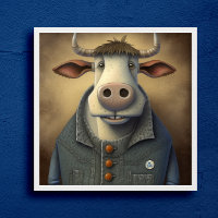Blue Jean Bovine - Funny Cow in einem Kostümposter